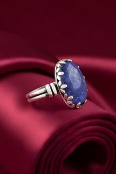 Çift Kol Model Lapis Lazuli Taşlı El İşi Yüzük 15 - Gümüş Rengi