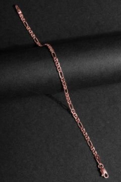 Barlı Figaro Model Gümüş 3,20 mm Genişlik Bileklik 22 Cm - Rose Rengi