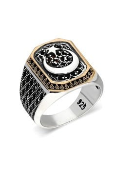 Ay Yıldız Model Taşsız Gümüş Yüzük