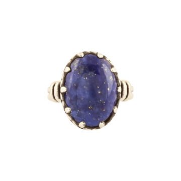 Çift Kol Model Lapis Lazuli Taşlı El İşi Yüzük 18 - Gümüş Rengi