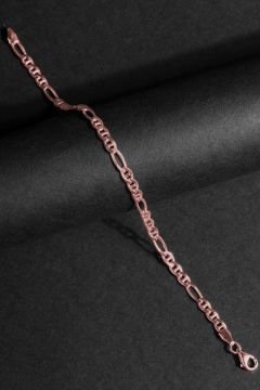 Barlı Figaro Model Gümüş 3,90 mm Genişlik Bileklik 21 Cm - Rose Rengi