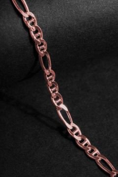 Barlı Figaro Model Gümüş 3,90 mm Genişlik Bileklik 21 Cm - Rose Rengi