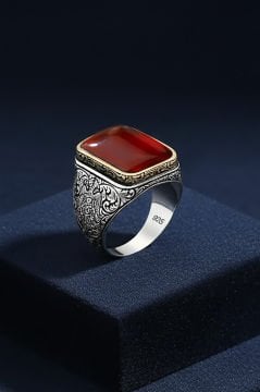 Akik Taşlı Gümüş Yüzük