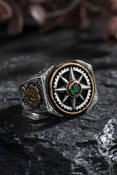 Stres Çarkı Pusula Model Gümüş Erkek Yüzük