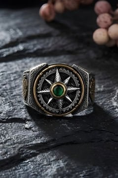 Stres Çarkı Pusula Model Gümüş Erkek Yüzük