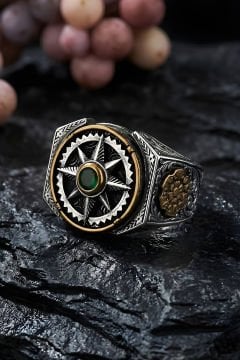 Stres Çarkı Pusula Model Gümüş Erkek Yüzük