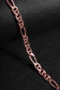 Barlı Figaro Model Gümüş 3,90 mm Genişlik Bileklik 22 Cm - Rose Rengi