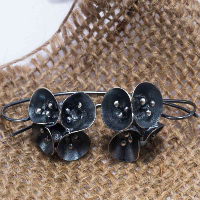 4'lü Çiçek Gümüş Küpe