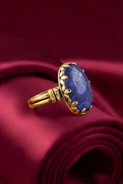 Çift Kol Model Lapis Lazuli Taşlı El İşi Yüzük 11 - Altın Rengi