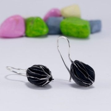 Meyve Çekirdeği Gümüş Küpe