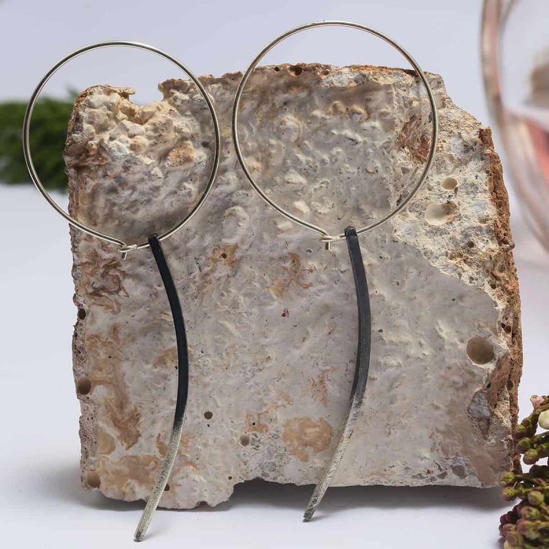 Halka Şerit Model Gümüş Küpe