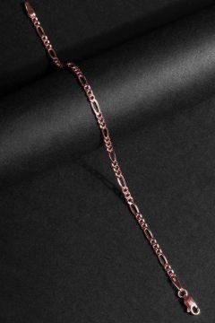 Figaro Model Gümüş 3,20 mm Genişlik Bileklik 22 Cm - Rose Rengi