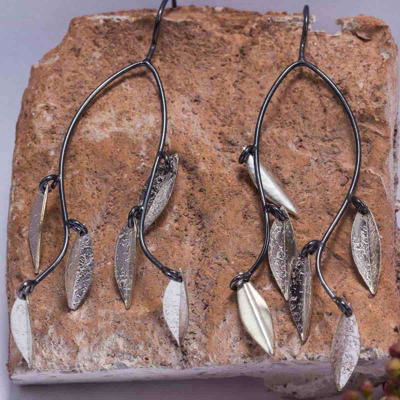 Kuru Yapraklar Gümüş Küpe