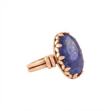 Çift Kol Model Lapis Lazuli Taşlı El İşi Yüzük 15 - Rose Rengi