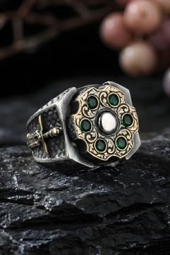 Stres Çarkı Model Yeşil Zirkon Taşlı Gümüş Yüzük