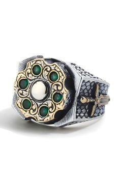 Stres Çarkı Model Yeşil Zirkon Taşlı Gümüş Yüzük