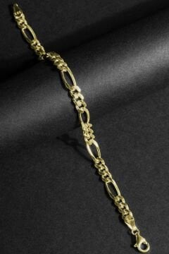 Figaro Model Gümüş 6,20 mm Genişlik Bileklik 22 Cm - Altın Rengi