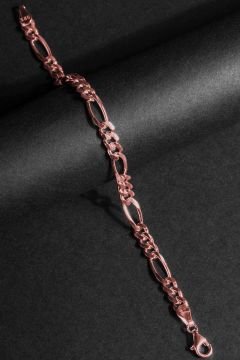 Figaro Model Gümüş 6,20 mm Genişlik Bileklik 22 Cm - Rose Rengi