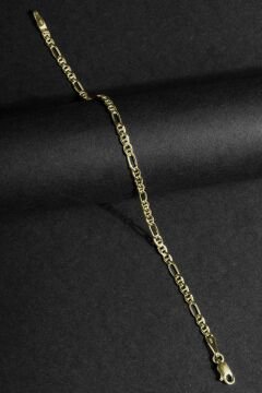 Barlı Figaro Model Gümüş 3,20 mm Genişlik Bileklik 16 Cm - Altın Rengi