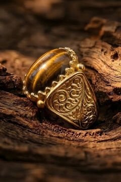 Altın Kaplama Kaplangözü Taşlı Gümüş Erkek Yüzük