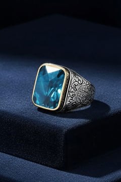 Mavi Zirkon Taşlı Gümüş Yüzük