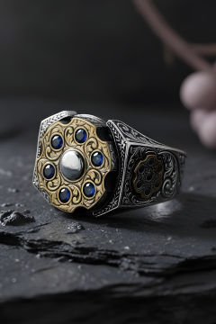 Stres Çarkı Model Safir Renk Zirkon Taşlı Gümüş Yüzük