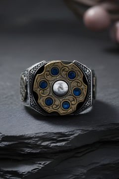 Stres Çarkı Model Safir Renk Zirkon Taşlı Gümüş Yüzük