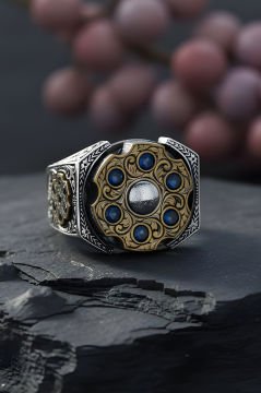 Stres Çarkı Model Safir Renk Zirkon Taşlı Gümüş Yüzük