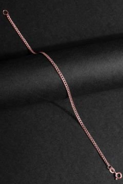 Gurmet Model Gümüş 2,10 mm Genişlik Bileklik 20 Cm - Rose Rengi