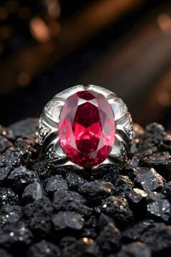 Erzurum Kalem İşçiliği Sancaktar Model Yakut Zirkon Taşlı Erkek Yüzük