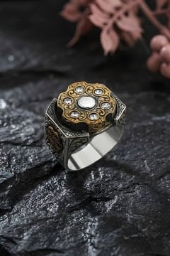 Stres Çarkı Model Zirkon Taşlı Gümüş Erkek Yüzük