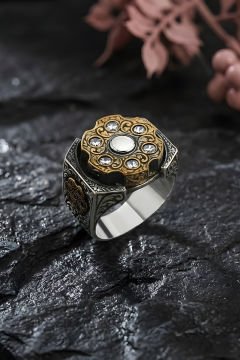 Stres Çarkı Model Zirkon Taşlı Gümüş Erkek Yüzük