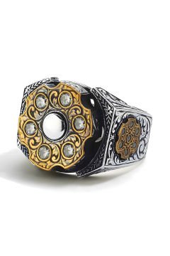 Stres Çarkı Model Zirkon Taşlı Gümüş Erkek Yüzük