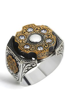 Stres Çarkı Model Zirkon Taşlı Gümüş Erkek Yüzük