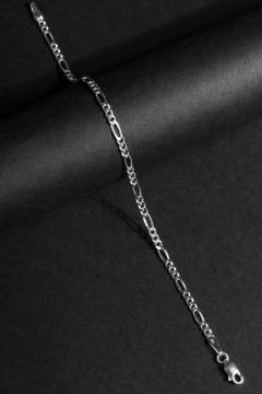 Figaro Model Gümüş 3,20 mm Genişlik Bileklik 16 Cm - Gümüş Rengi