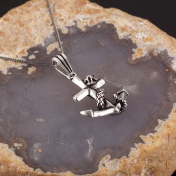 Gemi Çapası ve Yılan Gümüş Kolye