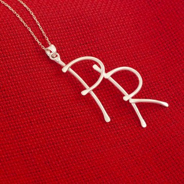 Kişiye Özel Çift Harfli El İşi Gümüş Kolye