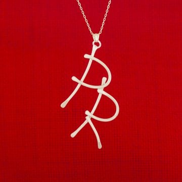 Kişiye Özel Çift Harfli El İşi Gümüş Kolye