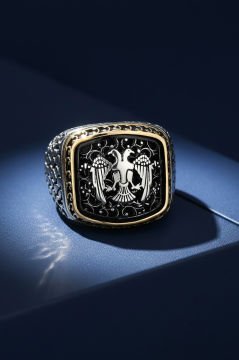 Benekli Model Selçuklu Kartalı Model Taşsız Yüzük