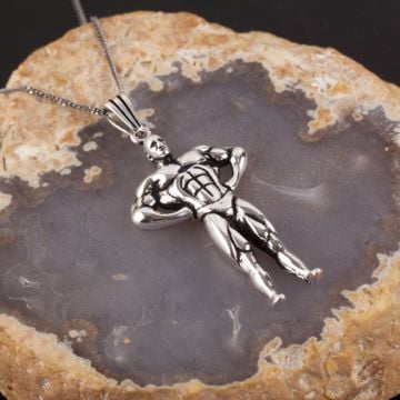 Vücut Geliştirici Adam Gümüş Kolye