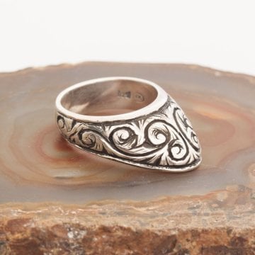 Erzurum Kalem İşi Zihgir El İşi Gümüş Yüzük