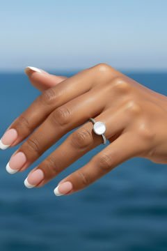 Sedef Taşlı El İşi Gümüş Yüzük