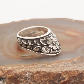 Erzurum Kalem İşi Zihgir El İşi Gümüş Yüzük