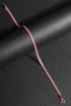 Nonna Model Gümüş 3,75 mm Genişlik Bileklik 21 Cm - Rose Rengi
