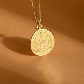 İhlas, Felâk, Nas Süresi Kazıma Gümüş Kolye Altın Rengi