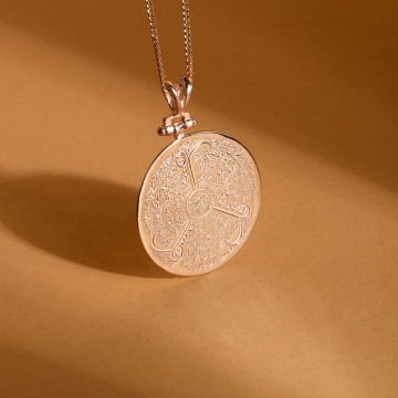 İhlas, Felâk, Nas Süresi Kazıma Gümüş Kolye Rose Rengi