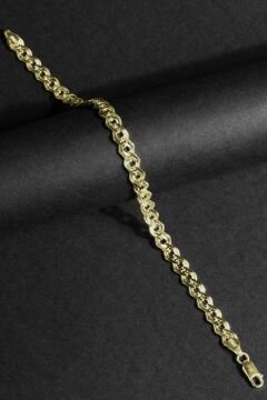Nonna Model Gümüş 6,10 mm Genişlik Bileklik 17 Cm - Altın Rengi