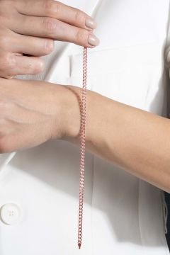 Gurmet Model Gümüş 2,90 mm Genişlik Bileklik 19 Cm - Rose Rengi