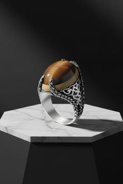 Pençe Model Kaplangözü Taşlı Gümüş Yüzük