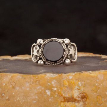 Oniks Taşlı El İşi Gümüş Yüzük